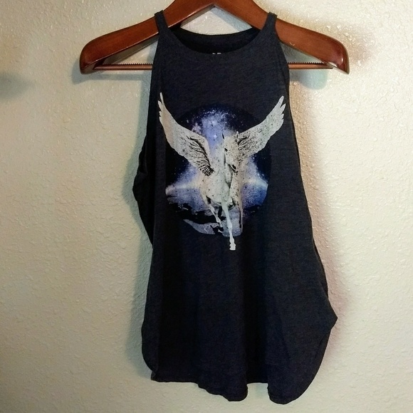 Recycled Karma Tops - Recycled Karma Grey Graphic Tank Top Pegasus XL